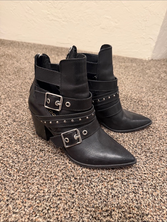 Aldo Shoes - Aldo Black Pointed Toe Buckle Strap Ankle Boots